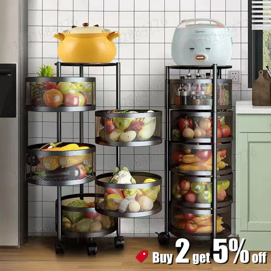 Rotating Fruit Vegetable Shelf Kitchen Floor