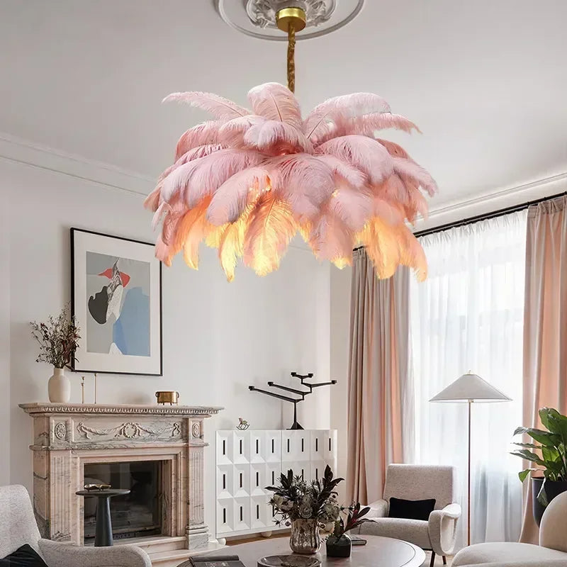 Feather Chandelier Ceiling Lamp LED Pendant Light