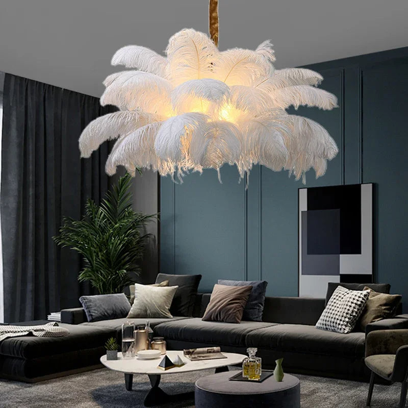 Feather Chandelier Ceiling Lamp LED Pendant Light