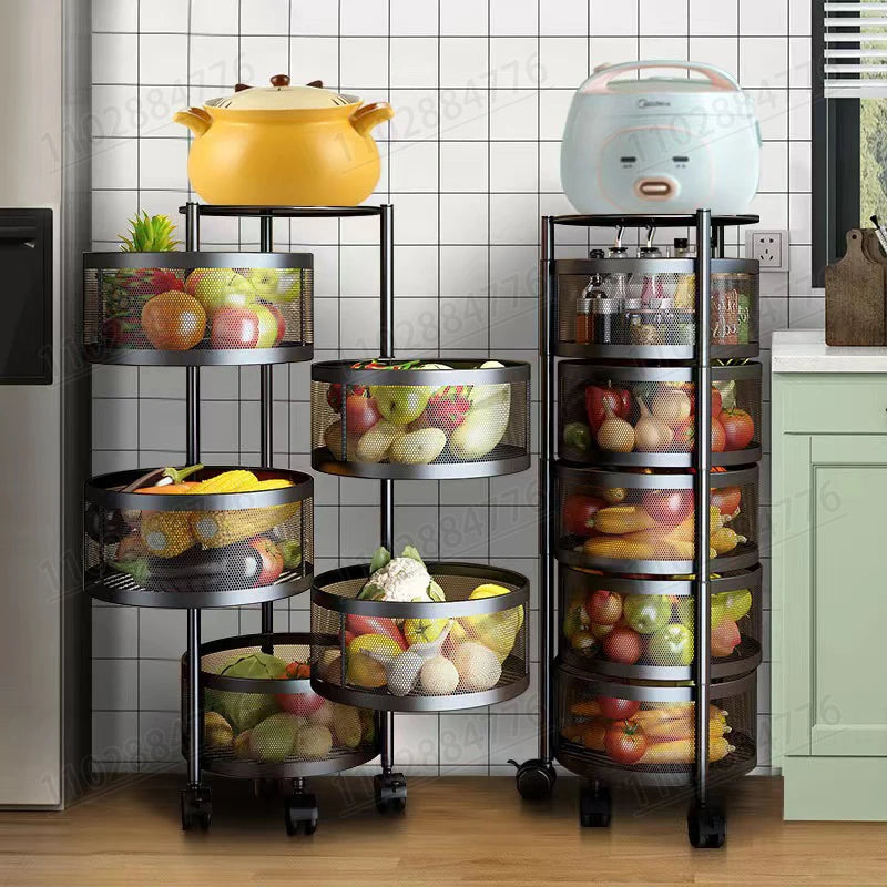 Rotating Fruit Vegetable Shelf Kitchen Floor