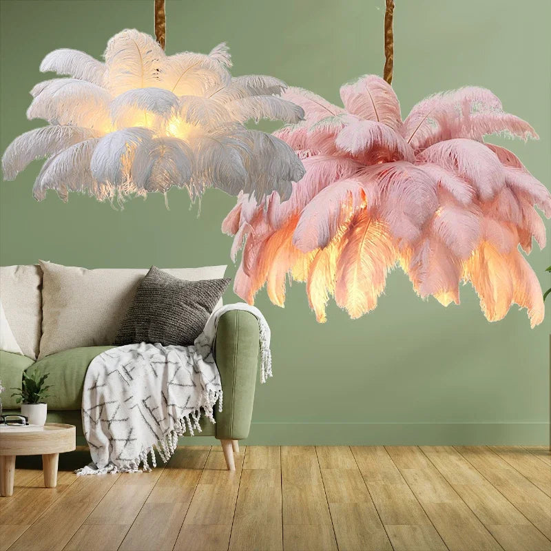 Feather Chandelier Ceiling Lamp LED Pendant Light