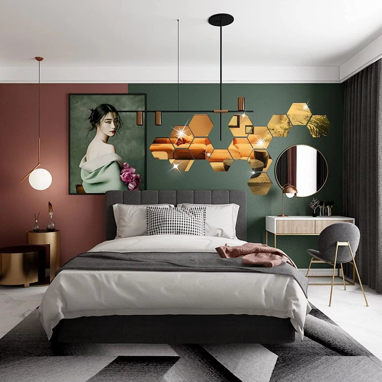 3D Hexagon Mirror Wall Sticker