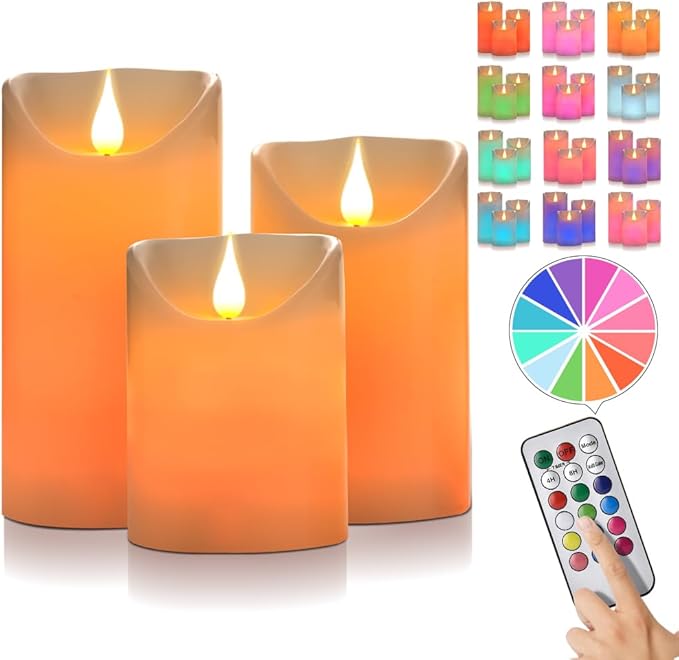 (3 Pcs)12-Color Changing Flameless Candles